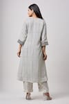 Shop_Sanjev Marwaaha_Ivory Mini Silk Hand Block Printed V Neck Kurta And Pant Set _at_Aza_Fashions