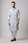 Buy_Sanjev Marwaaha_Ivory Modal Satin Hand Block Printed Kurta And Pant Set _at_Aza_Fashions