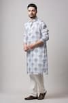 Buy_Sanjev Marwaaha_Ivory Modal Satin Hand Block Printed Kurta And Pant Set _Online_at_Aza_Fashions