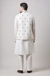 Sanjev Marwaaha_Ivory Cotton Silk Embroidered Thread Bundi Kurta Set_Online_at_Aza_Fashions