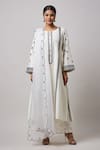 Buy_Sanjev Marwaaha_Ivory Zion Silk Hand Embroidery Floral Round Contrast Kurta Set_Online_at_Aza_Fashions