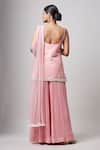Shop_Sanjev Marwaaha_Pink Soy Silk Embroidered Pearl Scoop Neck Kurta Sharara Set_at_Aza_Fashions