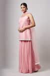 Shop_Sanjev Marwaaha_Pink Soy Silk Embroidered Pearl Scoop Neck Kurta Sharara Set_Online_at_Aza_Fashions