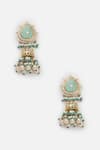 Buy_Dugran By Dugristyle_Green Kundan And Pearl Embellished Jhumkas _Online_at_Aza_Fashions