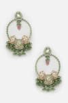 Buy_Dugran By Dugristyle_Multi Color Kundan And Natural Stone Hoops _Online_at_Aza_Fashions