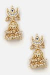 Buy_Dugran By Dugristyle_Cream Kundan American Diamond And Natural Stone Embellished Jhumkas_Online_at_Aza_Fashions