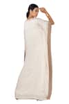 Shop_One Knot One By Ashna_Ivory Polyester, Satin Beads, Crystals V-neck Zardozi Embellished Kaftan _at_Aza_Fashions