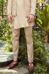 Varun Chakkilam_Beige Tulle Silk Embroidery Thread Abstract Jacket Kurta Set _Online_at_Aza_Fashions