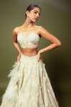 Shop_Varun Chakkilam_White Organza Embroidery Pearls Sequin Flower Corsage Lehenga With Blouse _at_Aza_Fashions