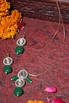 Dugran By Dugristyle_Green Kundan Embellished Pendant Necklace Set_Online_at_Aza_Fashions