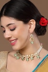 Buy_Dugran By Dugristyle_White Kundan Natural Stones Embellished Choker Necklace Set_at_Aza_Fashions
