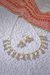 Dugran By Dugristyle_White Kundan Embellished Necklace Set_Online_at_Aza_Fashions