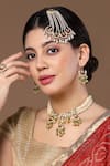 Buy_Dugran By Dugristyle_White Kundan Natural Stones And Pearls Embellished Choker Necklace Set_at_Aza_Fashions