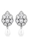 Shop_The Jewel Factor_Silver Plated Pearls Sukoon Embellished Drop Earrings _at_Aza_Fashions