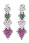 Shop_The Jewel Factor_Silver Plated Stones Vogue Geometric Shaped Embellished Earrings _at_Aza_Fashions