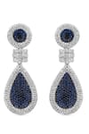 Buy_THE JEWEL FACTOR_Blue Crystals Sapphire Splendor Earrings _Online_at_Aza_Fashions