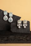 Shop_The Jewel Factor_Silver Plated Crystals Jade Blossom Earrings_Online_at_Aza_Fashions