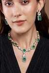 The Jewel Factor_Green Semi Precious Stones The Royal Heritage Necklace And Earrings Set _Online_at_Aza_Fashions