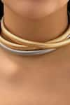 Buy_The Jewel Factor_Gold Plated Carved Greek Goddess Three Toned Choker _at_Aza_Fashions