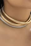 THE JEWEL FACTOR_Gold Plated Carved Greek Goddess Three Toned Choker _Online_at_Aza_Fashions