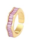 Shop_The Jewel Factor_Pink Emerald Cut Stones The Wiggle Band Ring_at_Aza_Fashions
