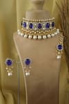 Buy Studio6 Jewels Blue Stones, Beads Embellished Choker Set at Aza Fashions Buy_Studio6 Jewels_Blue Stones, Beads Embellished Choker Set _at_Aza_Fashions