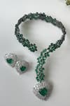 Buy_Studio6 Jewels_Green Stones Heart Carved Pendant Necklace Set _at_Aza_Fashions