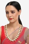 Buy_Ruby Raang_Gold Plated Kundan Hand Embellished Long Necklace _at_Aza_Fashions