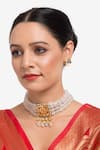 Buy_Ruby Raang_White Kundan Hand Embellished Choker Necklace Set _at_Aza_Fashions