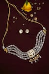 Shop_Ruby Raang_White Kundan Hand Embellished Choker Necklace Set _at_Aza_Fashions