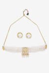 Ruby Raang_White Kundan Hand Embellished Choker Necklace Set _Online_at_Aza_Fashions