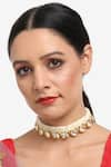 Buy_Ruby Raang_Gold Plated Kundan Hand Embellished Braided Choker Necklace _at_Aza_Fashions