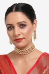 Buy_Ruby Raang_Gold Plated Kundan Pearls Hand Embellished Choker Necklace Set _at_Aza_Fashions