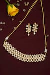 Shop_Ruby Raang_Gold Plated Kundan Pearls Hand Embellished Choker Necklace Set _at_Aza_Fashions