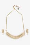 Ruby Raang_Gold Plated Kundan Pearls Hand Embellished Choker Necklace Set _Online_at_Aza_Fashions