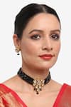 Buy_Ruby Raang_Black Kundan Beads Hand Embellished Choker Necklace Set _at_Aza_Fashions