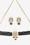 Ruby Raang_Black Kundan Beads Hand Embellished Choker Necklace Set _Online_at_Aza_Fashions