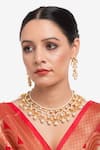 Buy_Ruby Raang_Gold Plated Kundan Pearls Embellished Choker Necklace Set _at_Aza_Fashions