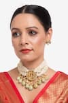 Buy_Ruby Raang_White Kundan Beaded Hand Embellished Choker Necklace Set _at_Aza_Fashions