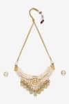 Ruby Raang_White Kundan Beaded Hand Embellished Choker Necklace Set _Online_at_Aza_Fashions