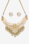 Buy_Ruby Raang_White Kundan Beaded Hand Embellished Choker Necklace Set _Online_at_Aza_Fashions