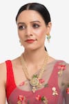 Buy_Ruby Raang_Gold Plated Kundan Hand Embellished Long Pendant Necklace Set _at_Aza_Fashions