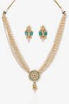 Buy_Ruby Raang_Gold Plated Kundan Hand Embellished Long Pendant Necklace Set _Online_at_Aza_Fashions