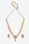 Shop_Ruby Raang_Gold Plated Kundan Hand Embellished Long Pendant Necklace Set _Online_at_Aza_Fashions