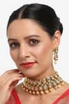 Buy_Ruby Raang_Gold Plated Kundan Hand Work Choker Necklace Set _at_Aza_Fashions