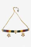 Ruby Raang_Multi Color Kundan Beaded Embellished Choker Necklace Set _Online_at_Aza_Fashions