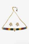 Buy_Ruby Raang_Multi Color Kundan Beaded Embellished Choker Necklace Set _Online_at_Aza_Fashions