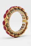 Ruby Raang_Gold Plated Pearl Stone Embellished Bangle _Online_at_Aza_Fashions