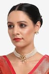 Buy_Ruby Raang_Gold Plated Kundan Floral Pearl Choker Set _at_Aza_Fashions