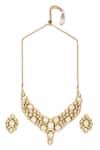 Ruby Raang_Gold Plated Kundan Cluster Necklace Set _at_Aza_Fashions